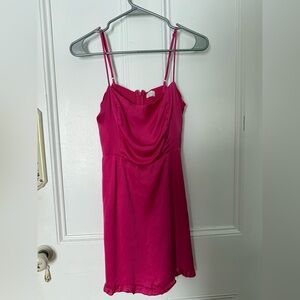 Aritzia (Wilfred) Sheer/Satin Mini Dress (Pink)